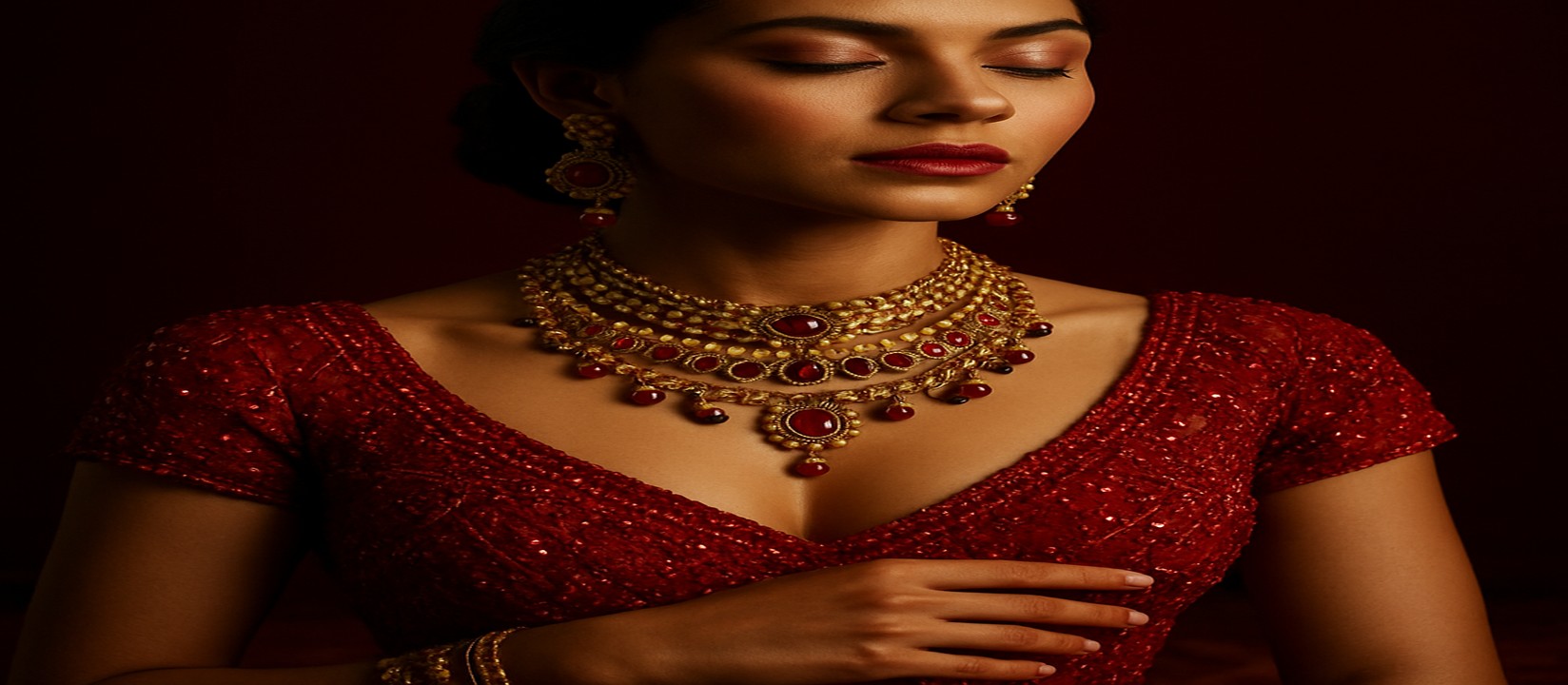 8999bet গেমিং প্ল্যাটফর্ম টেবিলে লাল পোশাকে সজ্জিত এক নারী